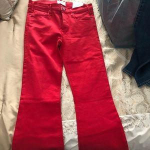 Red wide leg jeans